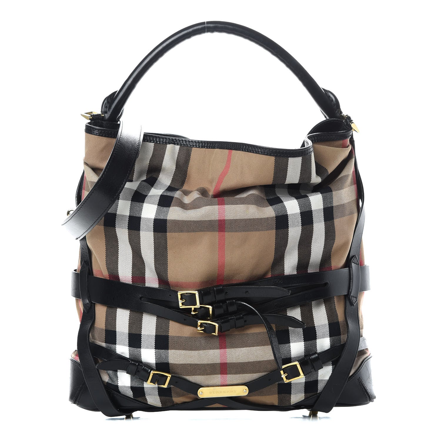 Burberry House Check Bridle Calfskin Medium Gosford Hobo Black 1 of 18