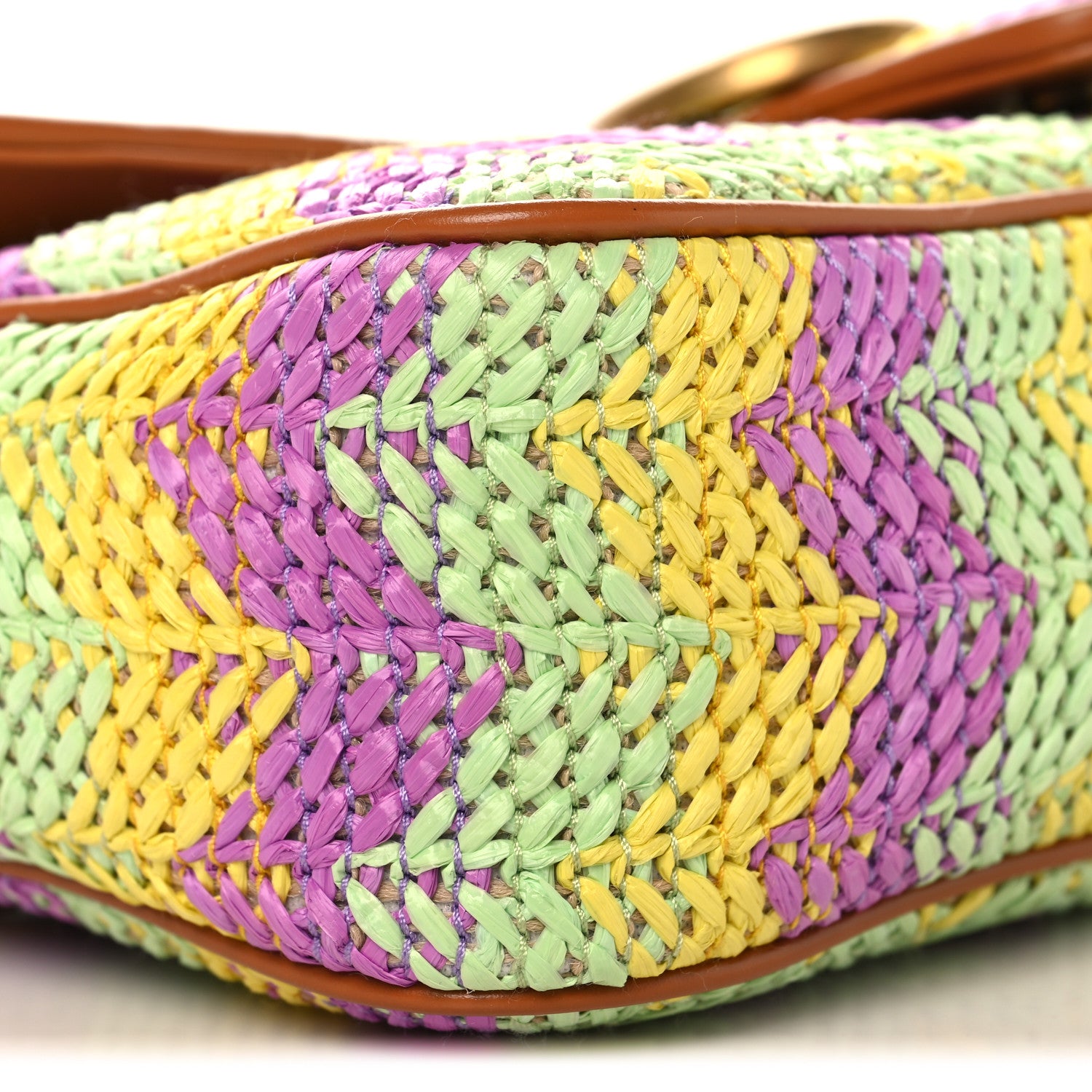 Gucci Calfskin Raffia Woven Small GG Marmont Shoulder Bag Multicolor 9 of 10