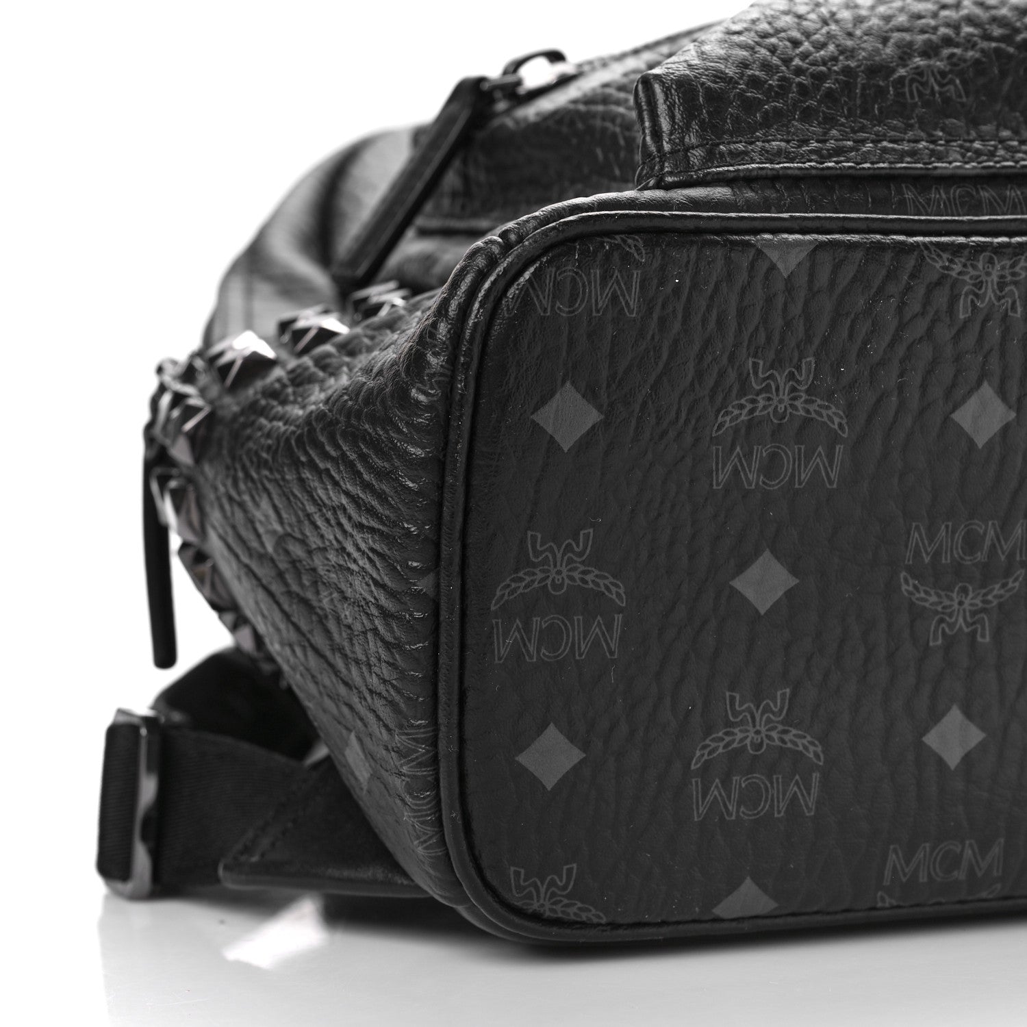MCM Visetos Small Side Stud Stark Backpack Black 7 of 8
