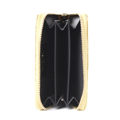 Chanel Metallic Calfskin Crocodile Embossed Cocodile Zip Coin Case Gold 4 of 10