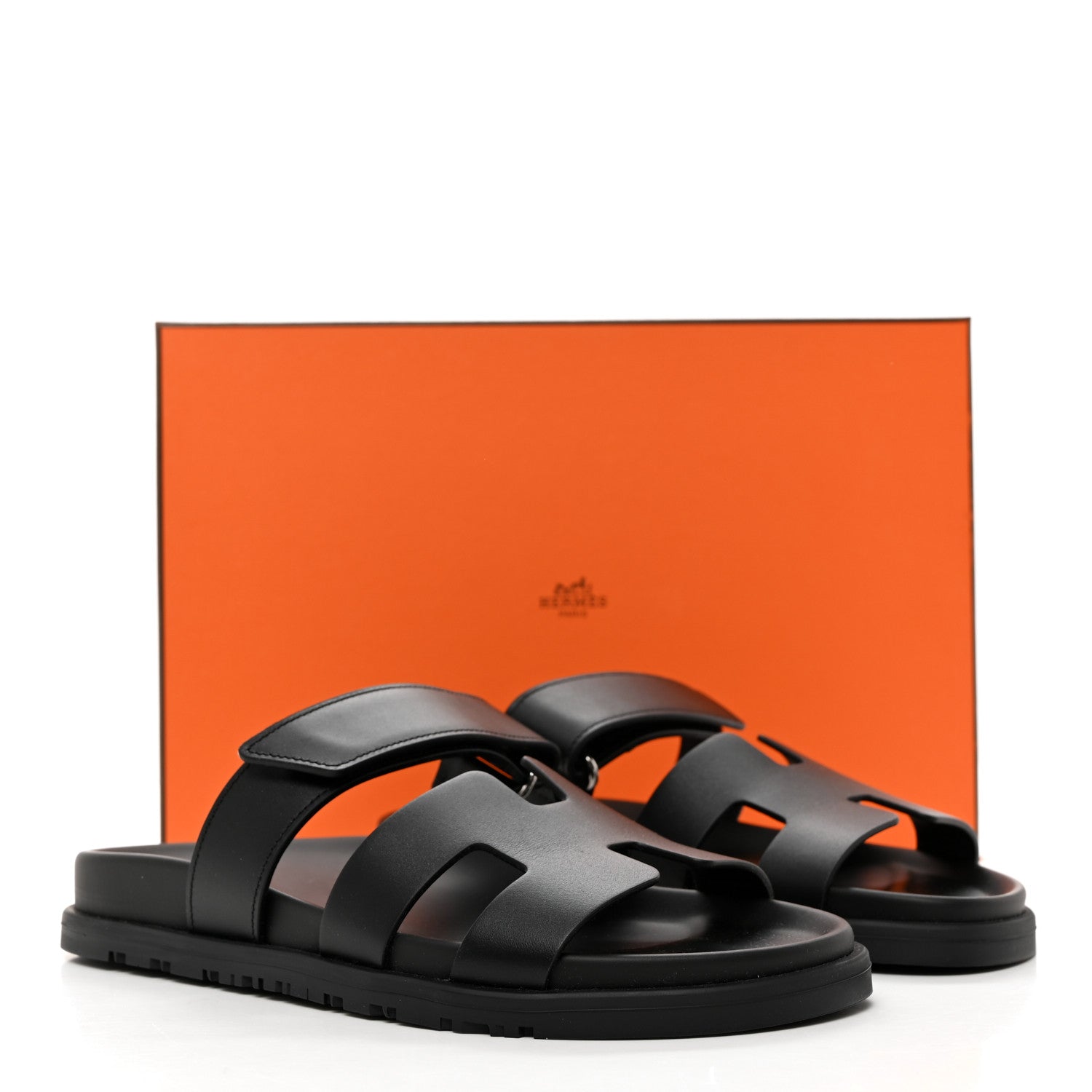 Hermes Calfskin Womens Chypre Sandals 37 Black 9 of 9