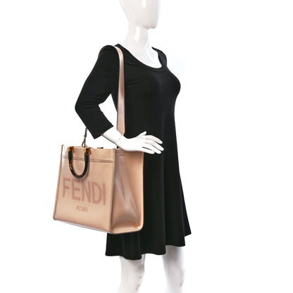 Fendi Vitello King Plexiglass Logo Embossed Medium Fendi Sunshine Shopper Tote Light Rose 3 of 13