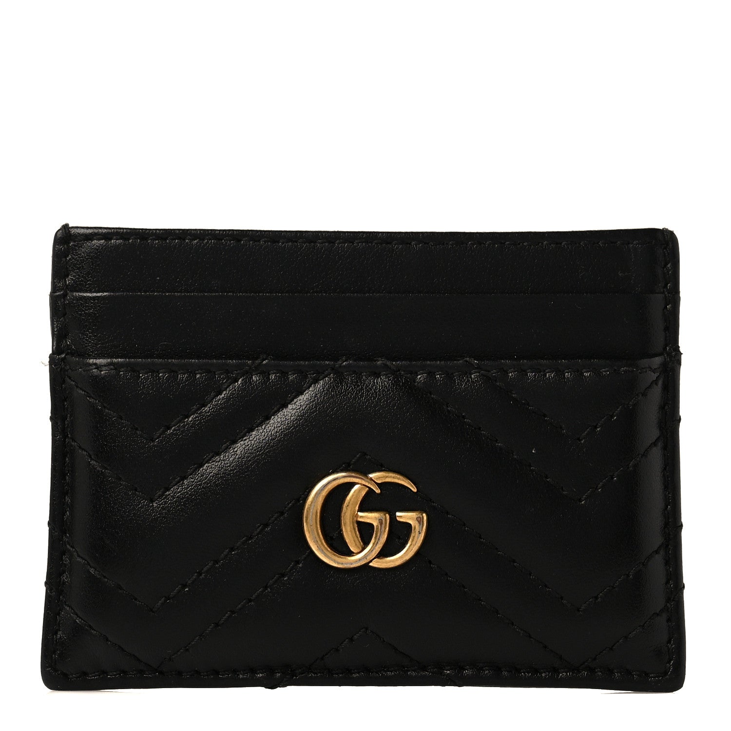 Gucci Calfskin Matelasse GG Marmont Card Holder Black 1 of 9