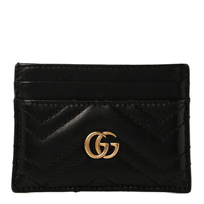 Gucci Calfskin Matelasse GG Marmont Card Holder Black 1 of 9