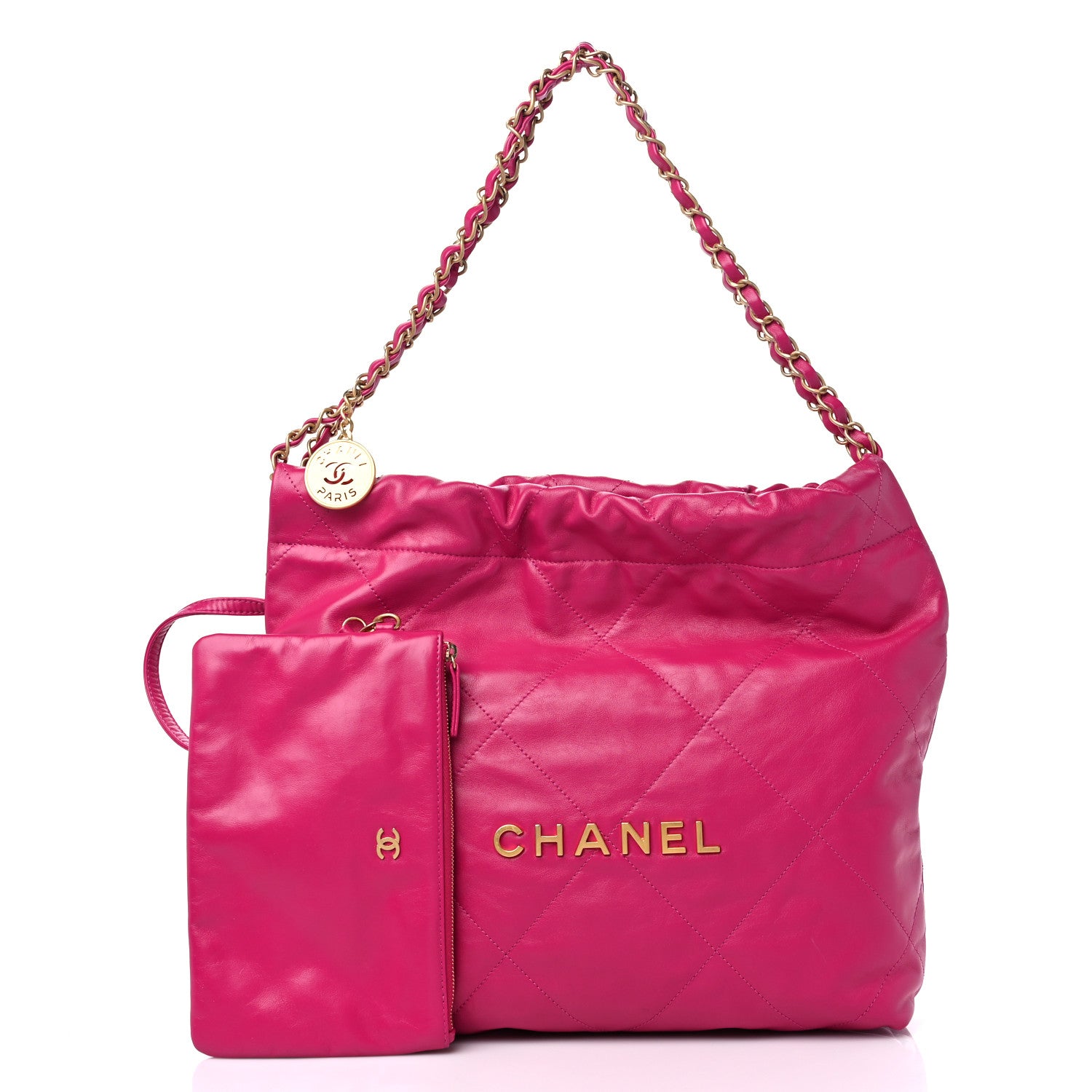 Chanel Shiny Calfskin Quilted Small Chanel 22 Fuchsia 1 of 10