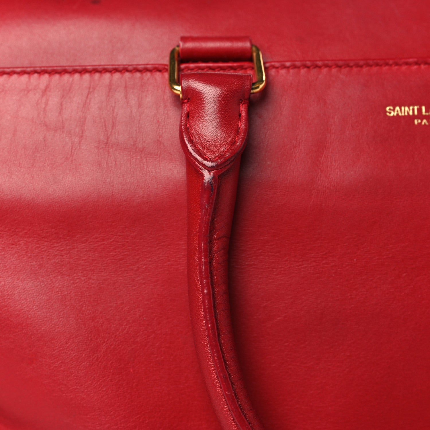 Saint Laurent Calfskin Classic Duffle 6 Red 10 of 14