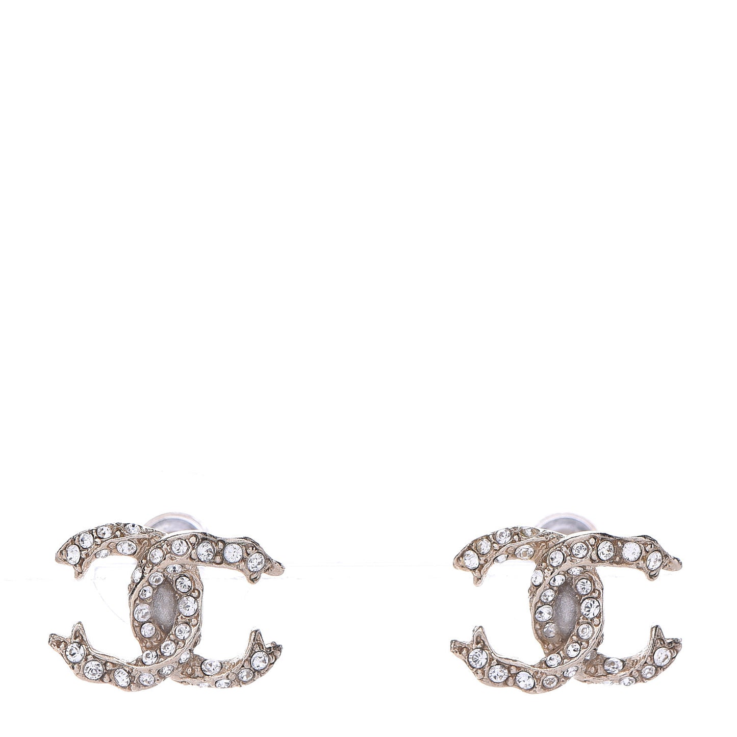Crystal Twisted CC Earrings Gold
