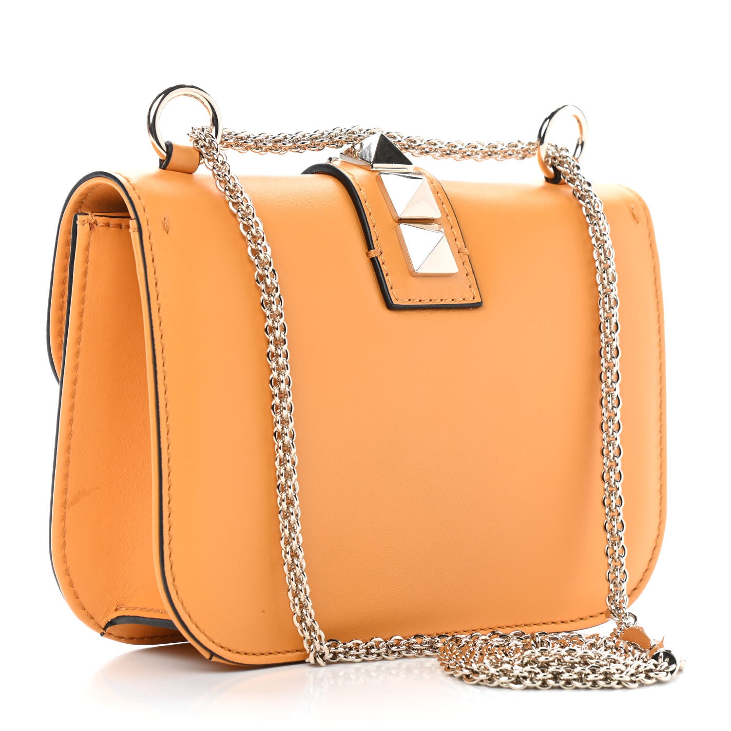 Valentino Garavani Vitello Small Glam Lock Rockstud Flap Mandarin Sorbet 3 of 9
