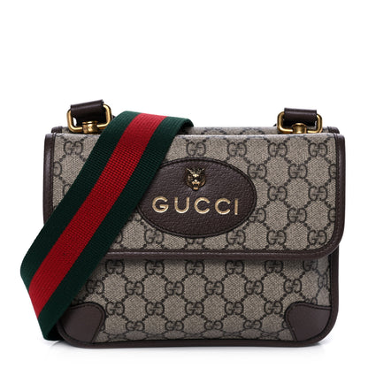 Gucci GG Supreme Monogram Web Small Neo Vintage Double Flap Messenger Bag Beige New Acero 1 of 15