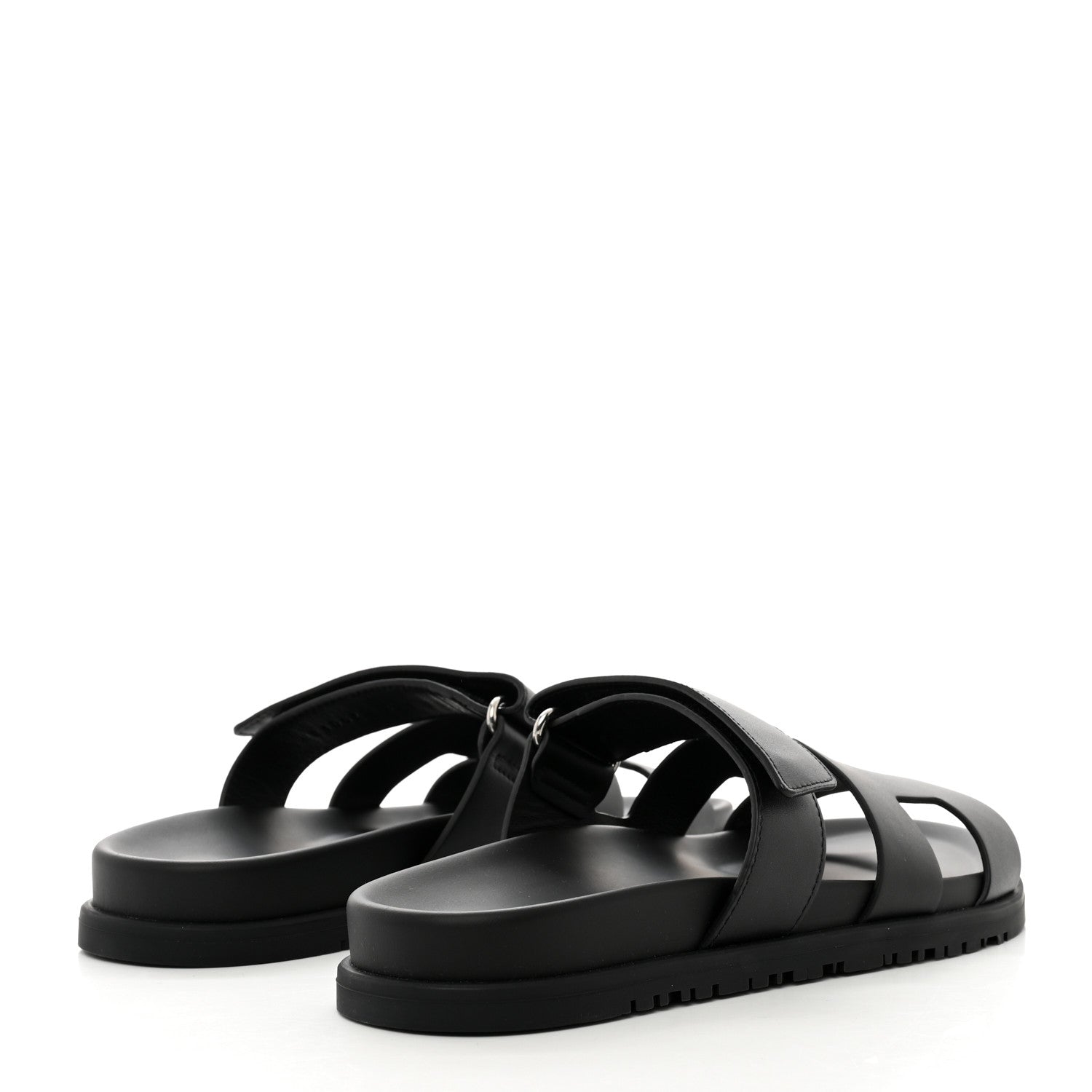 Hermes Calfskin Womens Chypre Sandals 37.5 Black 4 of 9