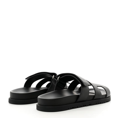 Hermes Calfskin Womens Chypre Sandals 37.5 Black 4 of 9