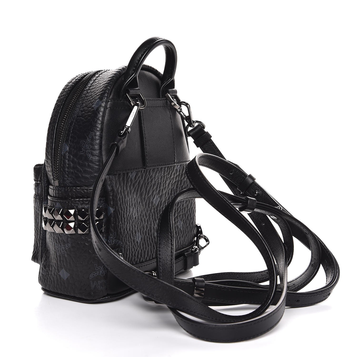 MCM Visetos Studded X-Mini Bebe Boo Backpack Black 3 of 7