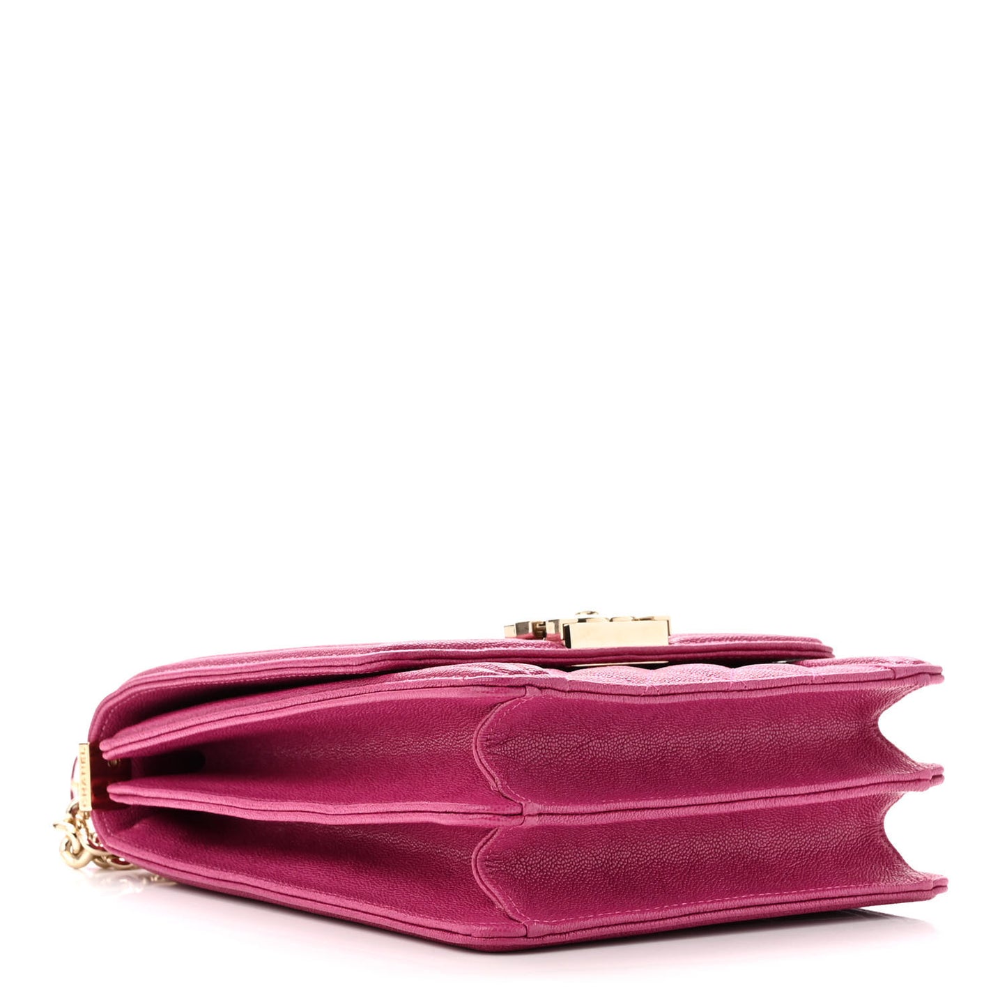 Caviar Quilted North South Boy Flap Fuchsia