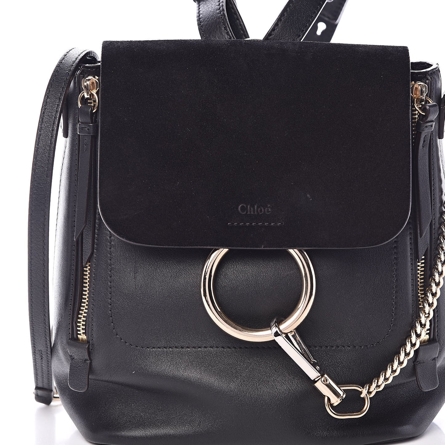 Suede Calfskin Small Faye Backpack Black