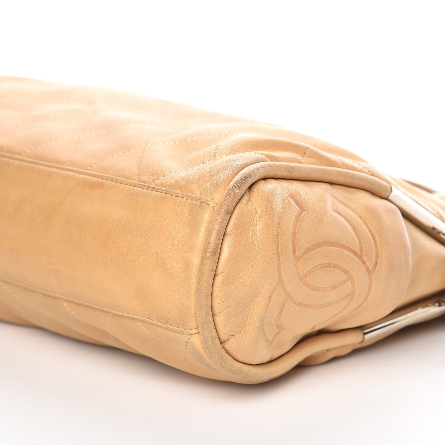 Lambskin Stitched Medium Ultimate Soft Tote Beige