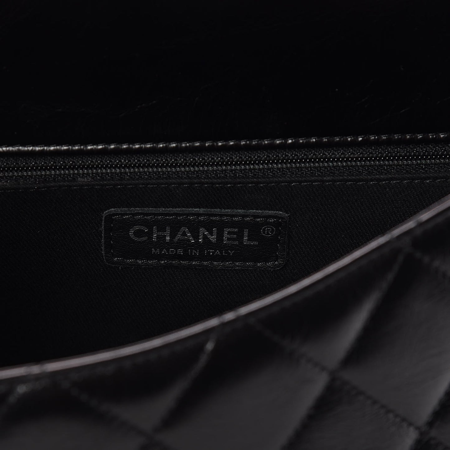 Glazed Calfskin Quilted Small CC Delivery Tote Black