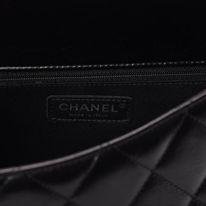 Chanel Glazed Calfskin Quilted Small CC Delivery Tote Black 6 of 11