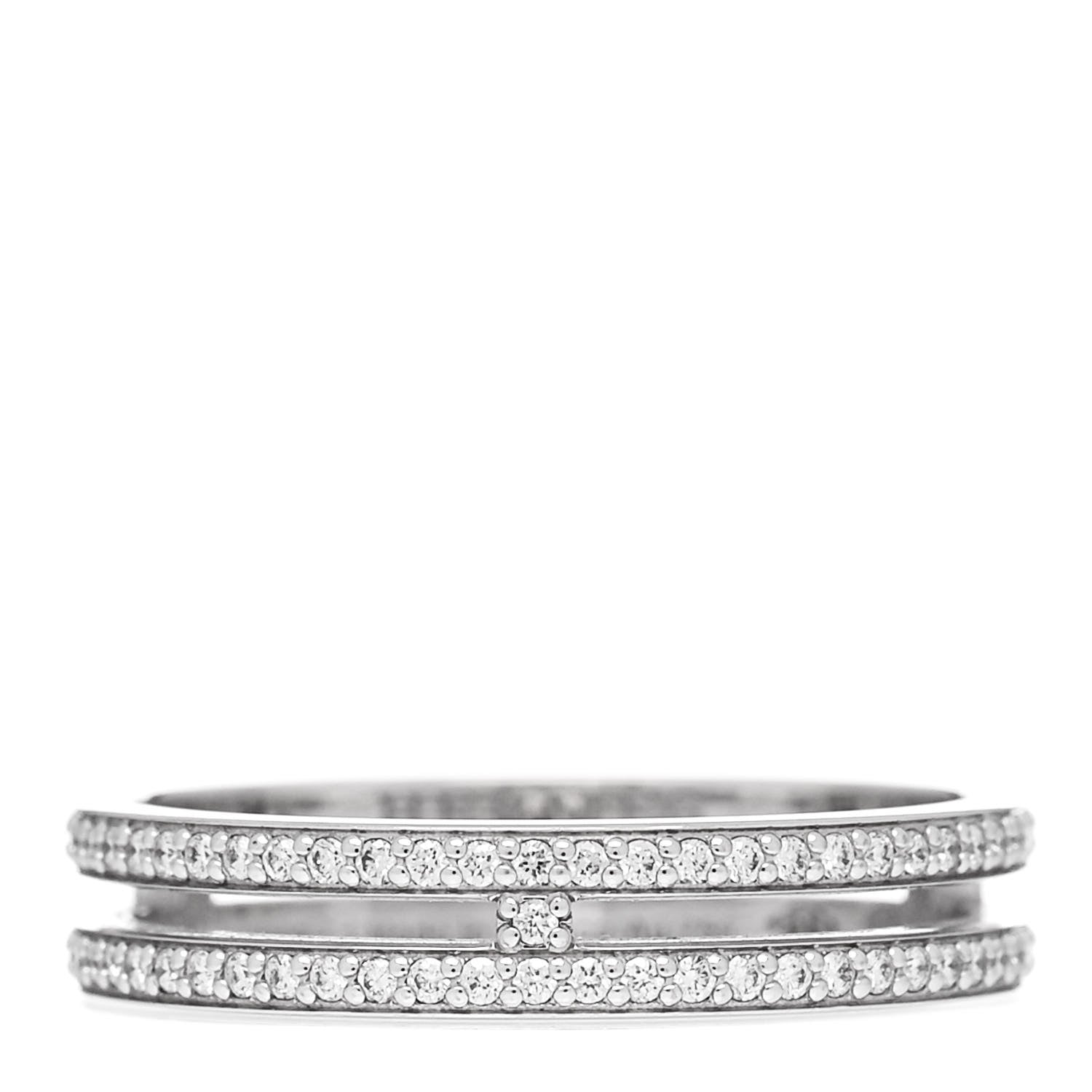 Hermes 18K White Gold Diamond Ariane Wedding Band Ring 51 5.75 1 of 5