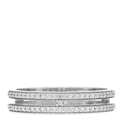 Hermes 18K White Gold Diamond Ariane Wedding Band Ring 51 5.75 1 of 5