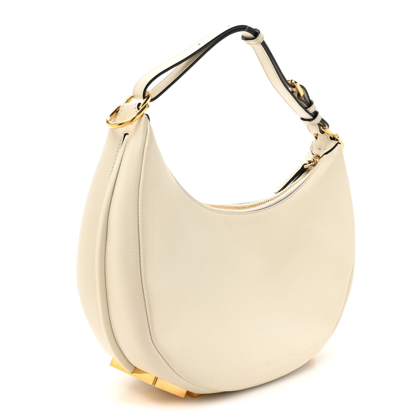 Vitello Grace Matte Small Fendigraphy Hobo Bag White Ice