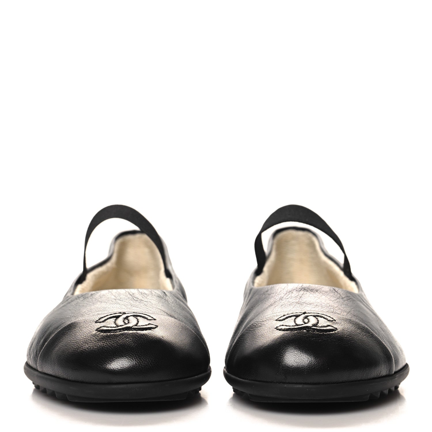 Chanel Lambskin Cap Toe CC Mary Jane Flats 37 Black 3 of 10