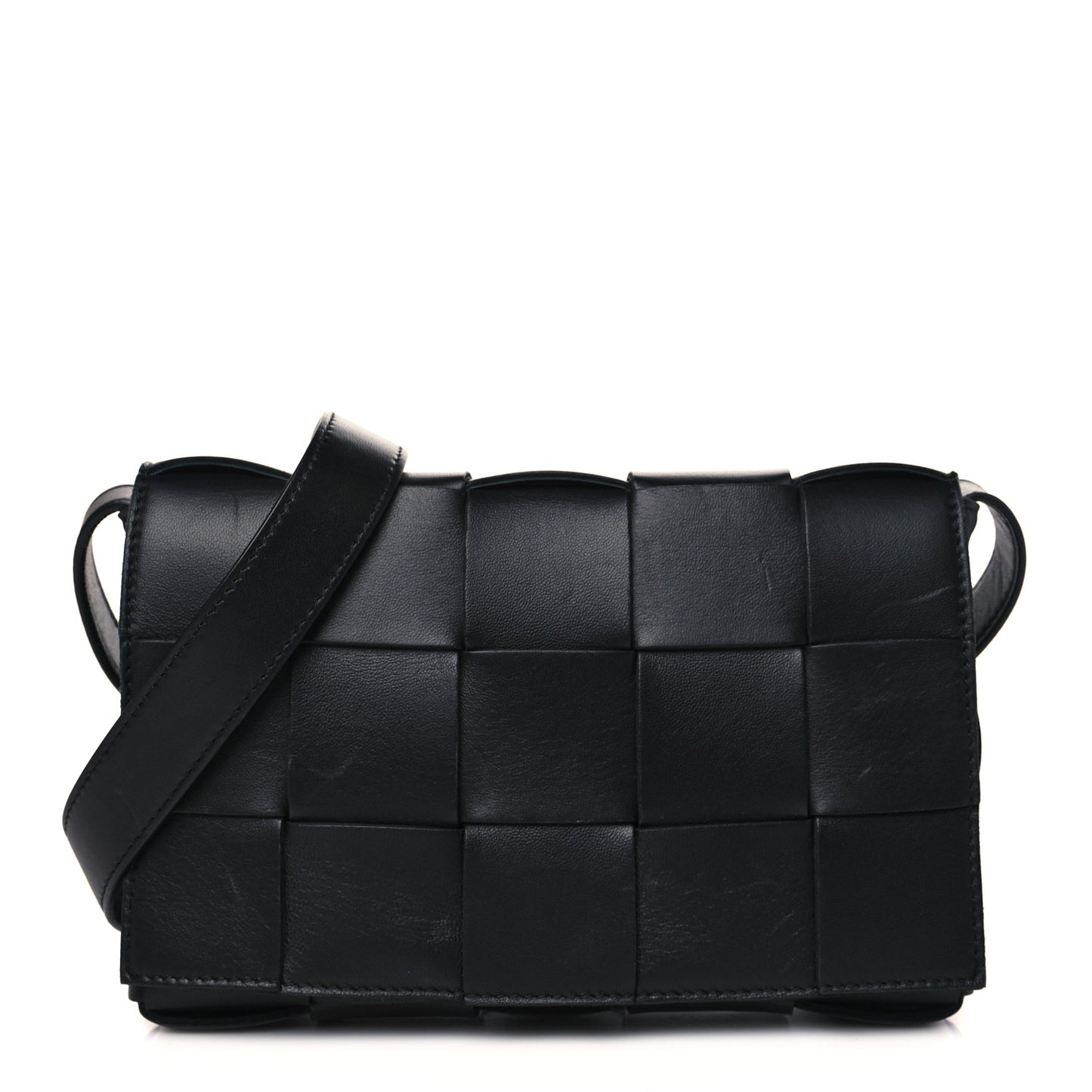 Lambskin Maxi Intrecciato Cassette Crossbody Bag Black