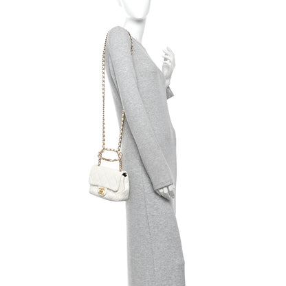 Chanel Lambskin Metal Quilted Mini Top Handle Square Flap White 2 of 11