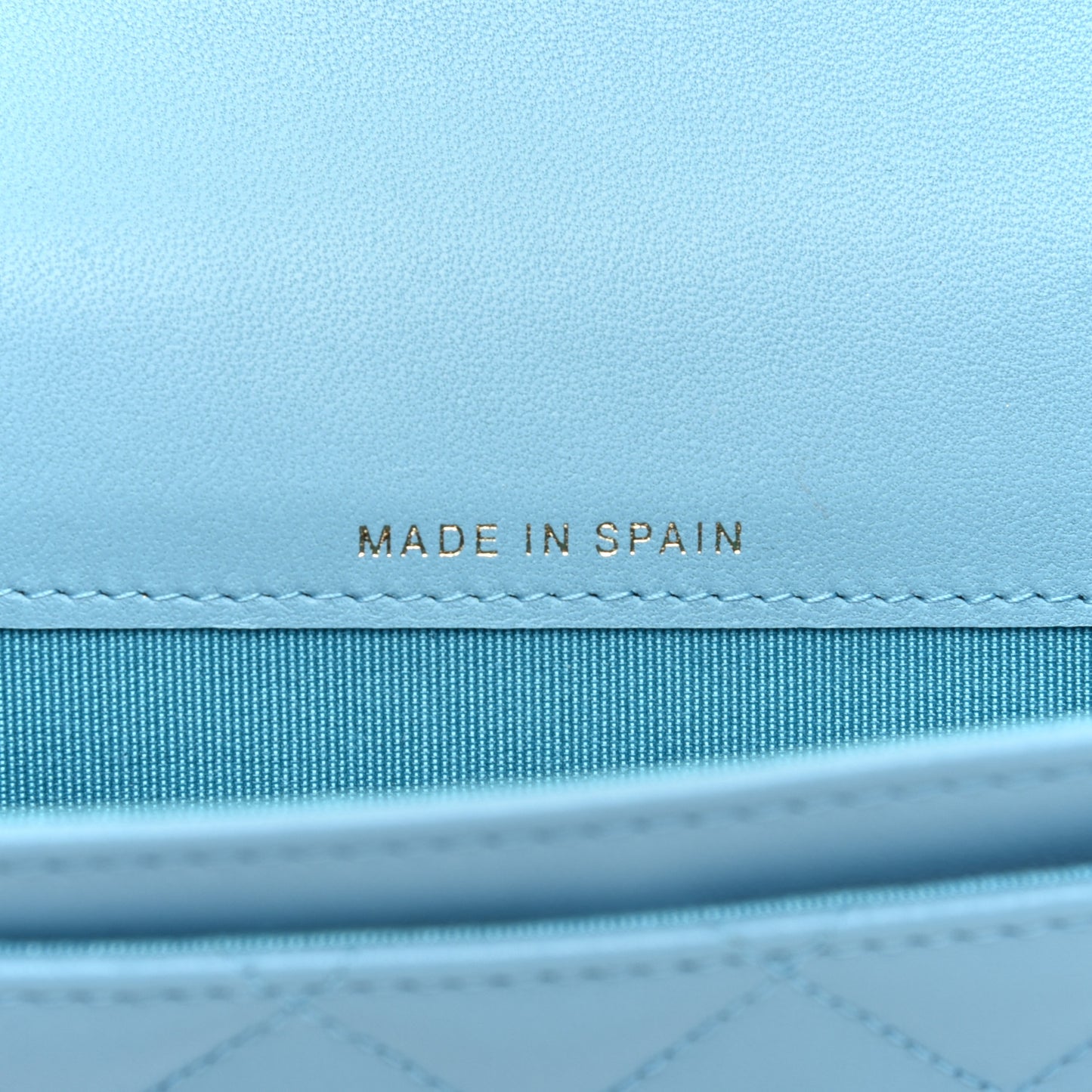 Lambskin Quilted Flap Card Holder Light Blue