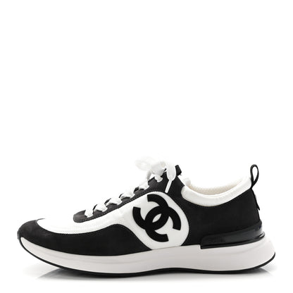 Chanel Nylon Suede Calfskin CC Sneakers 41 White Dark Grey 1 of 9