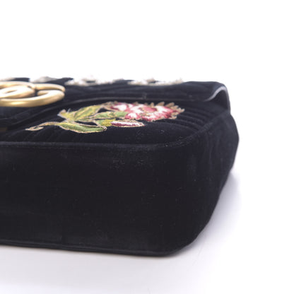 Gucci Velvet Matelasse Loved Embroidered Medium GG Marmont Shoulder Bag Black 9 of 10