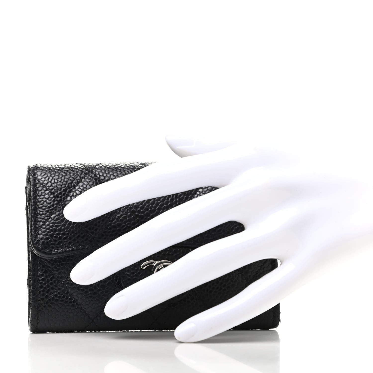 Chanel Caviar Quilted Flap Card Holder Wallet Black 2 of 9