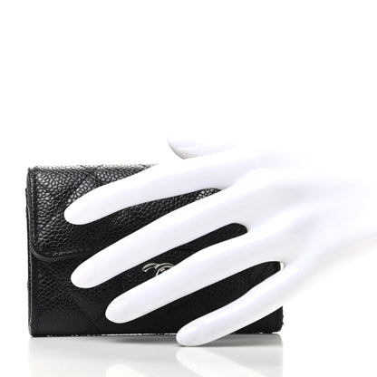 Chanel Caviar Quilted Flap Card Holder Wallet Black 2 of 9