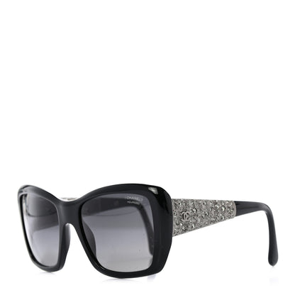 Chanel Crystal Polarized CC Square Sunglasses 5301-B Black 1 of 8