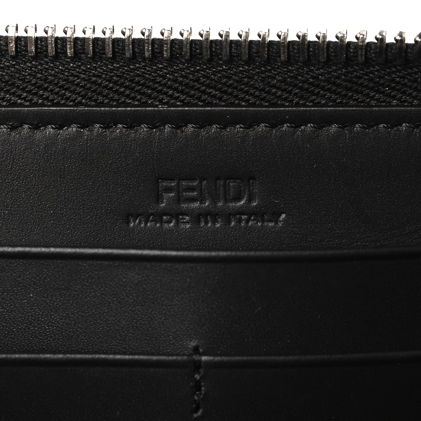 Vitello Grace Light Micro FF Embossed Zip Around Wallet Asfalto Black