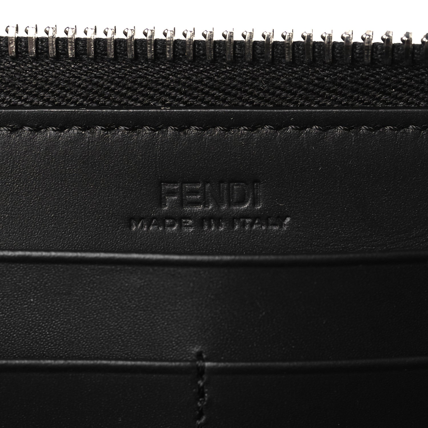 Fendi Vitello Grace Light Micro FF Embossed Zip Around Wallet Asfalto Black 6 of 8