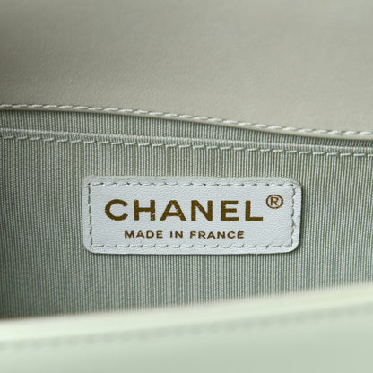 Chanel Iridescent Glazed Calfskin Quilted Small Boy Flap Light Green 10 of 12