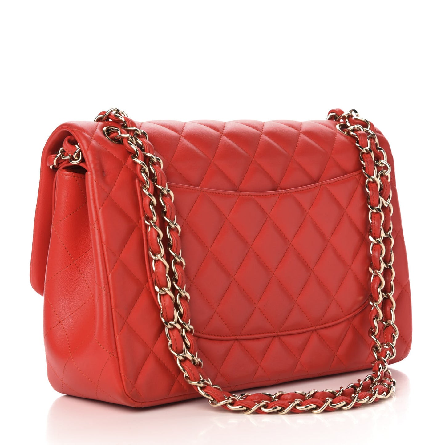 Lambskin Quilted Jumbo Double Flap Red