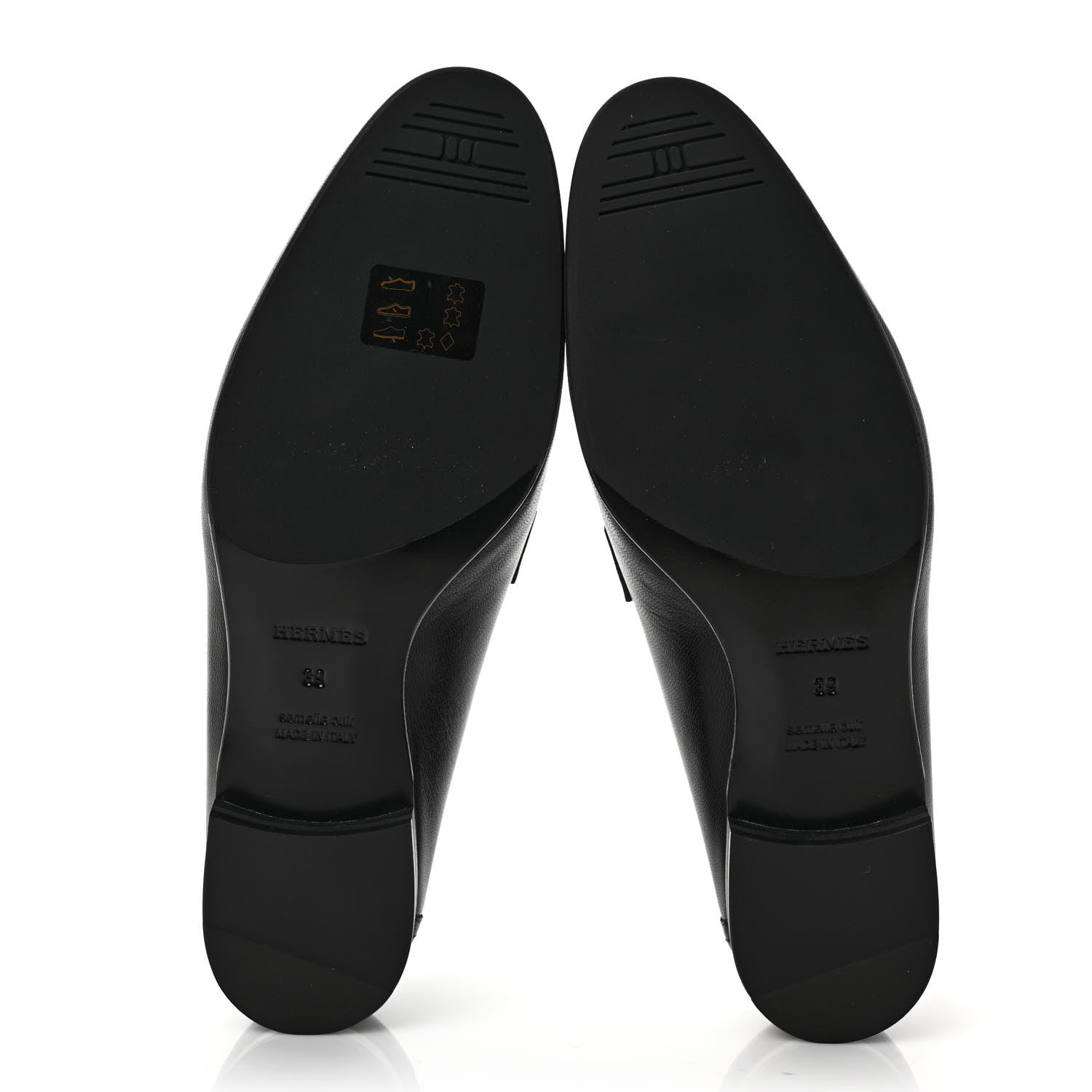 Hermes Goatskin Womens Royal Loafers 39 Black 5 of 9
