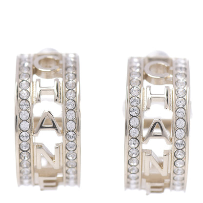 Chanel Metal Crystal Bow-tiful CC Hoop Earrings Gold 1 of 3