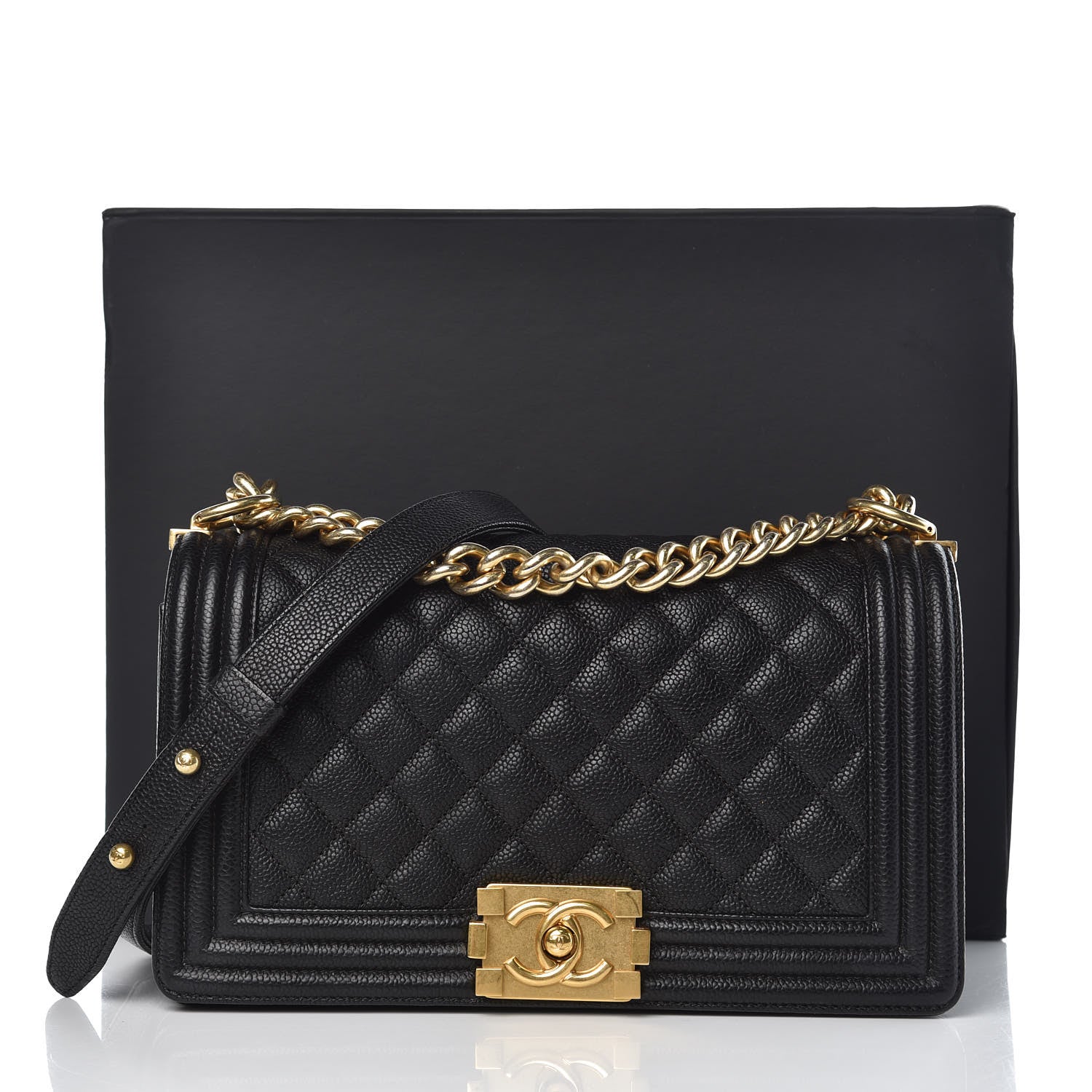 Chanel Caviar Quilted Medium Boy Flap Black 8 of 8