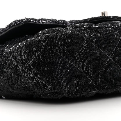 Chanel Sequin Quilted Ombre Medium Flap Black Silver 9 of 12