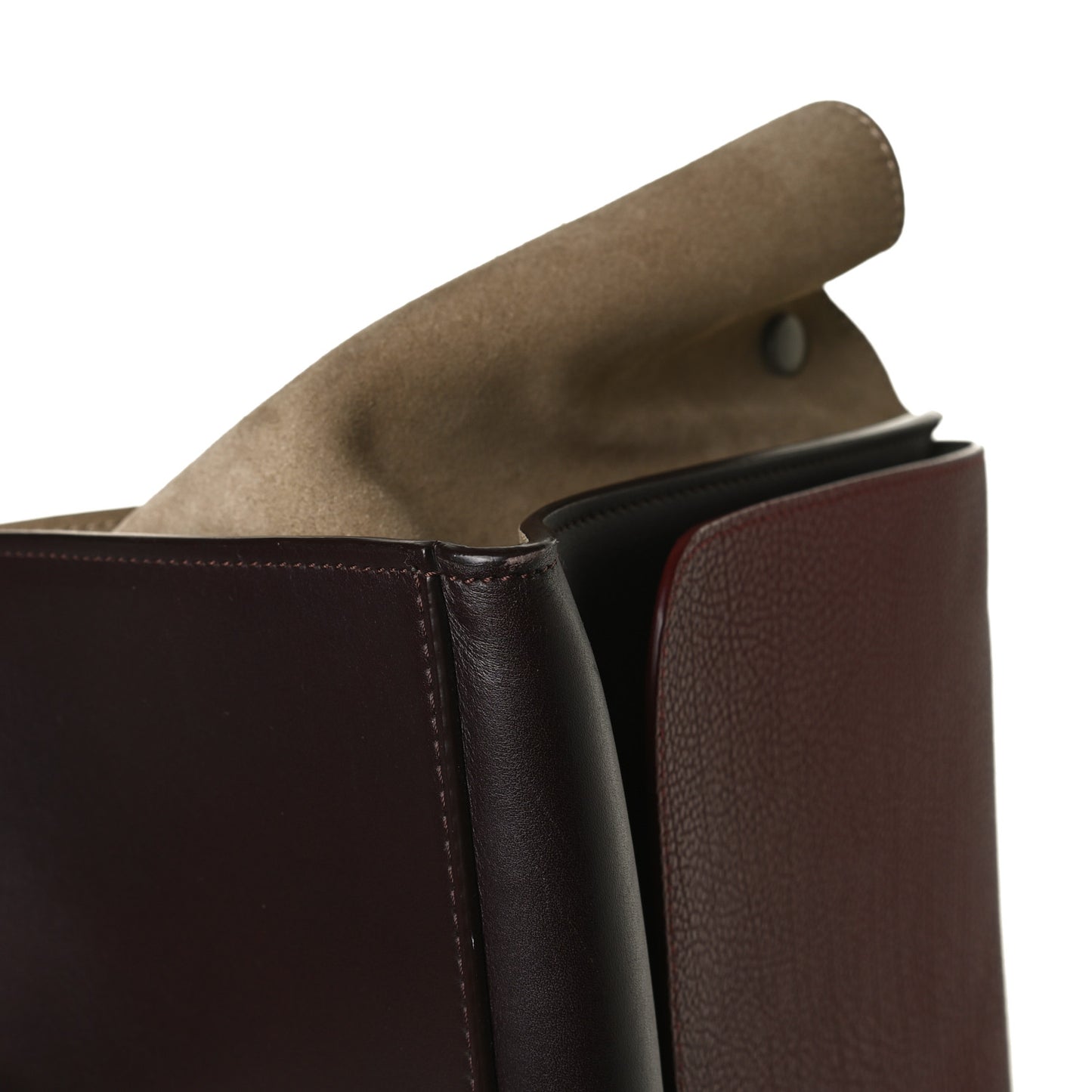 Textured Calfskin Suede Tri-Color Large Trapeze Burgundy