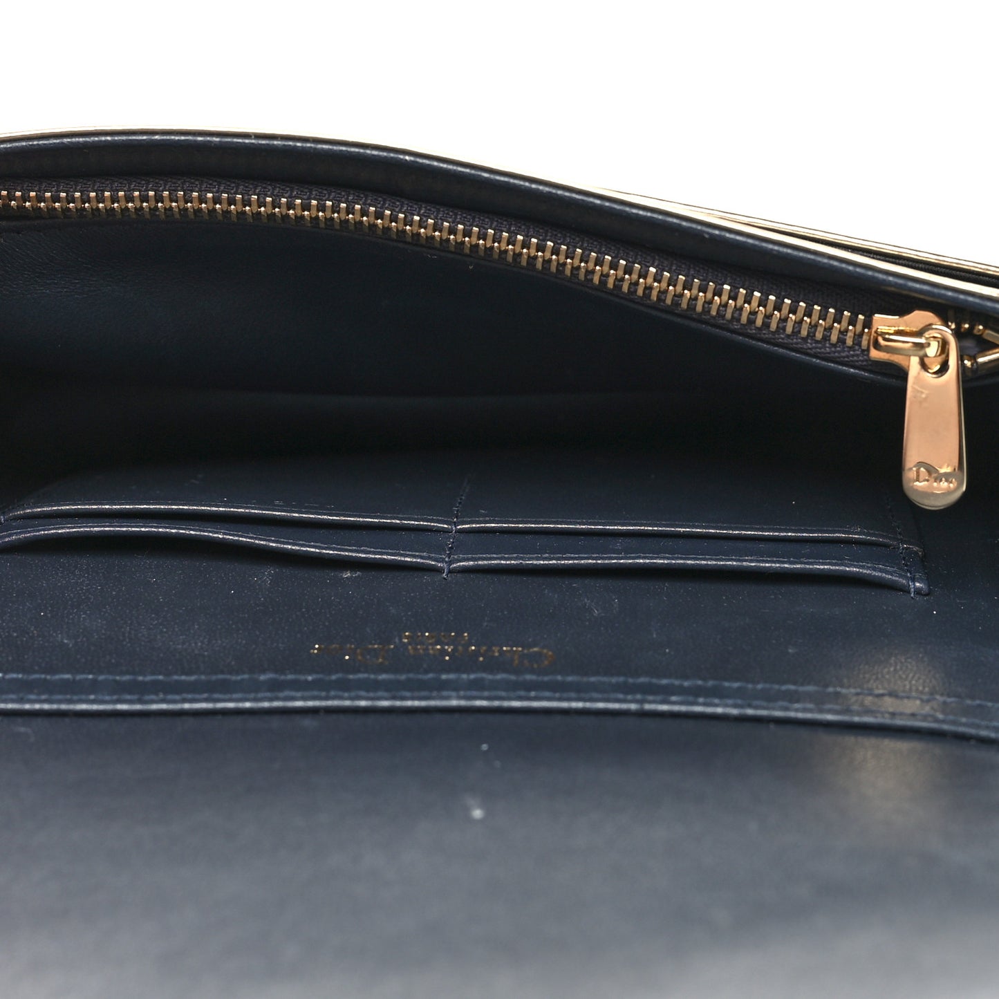 Metallic Patent Micro-Cannage Diorama Wallet on Chain Pouch Gold