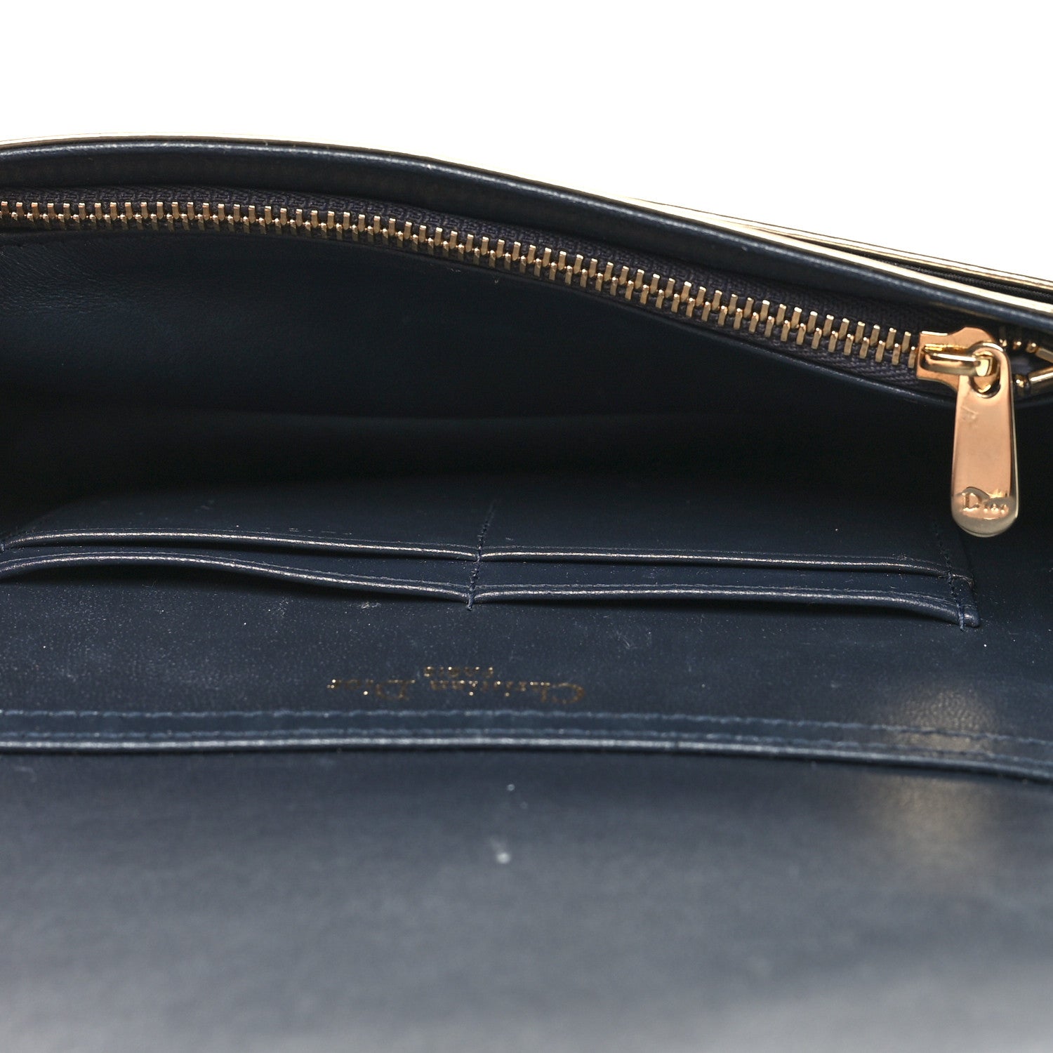 Christian Dior Metallic Patent Micro-Cannage Diorama Wallet on Chain Pouch Gold 4 of 10