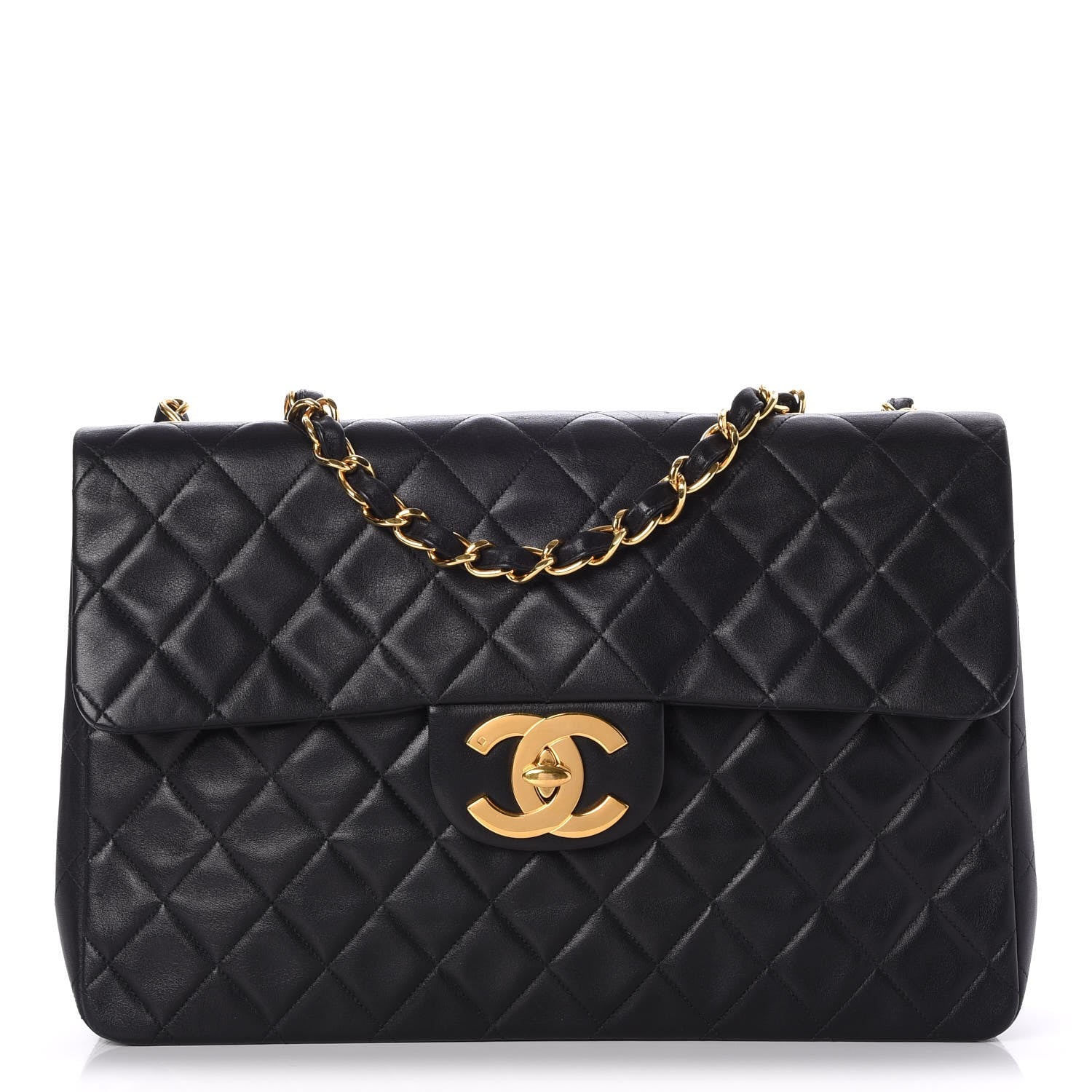 Chanel Lambskin Quilted XL Jumbo Single Flap Black 1 of 9