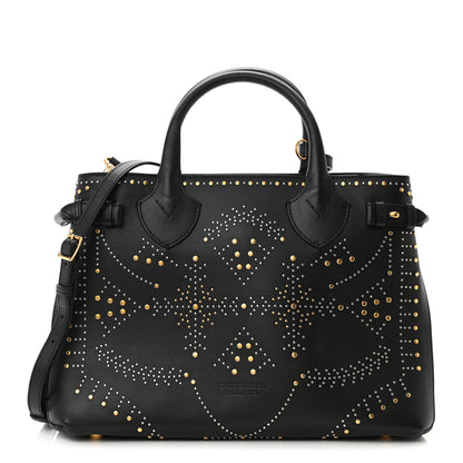 Burberry Smooth Calfskin Riveted Medium Banner Tote Black 1 of 11