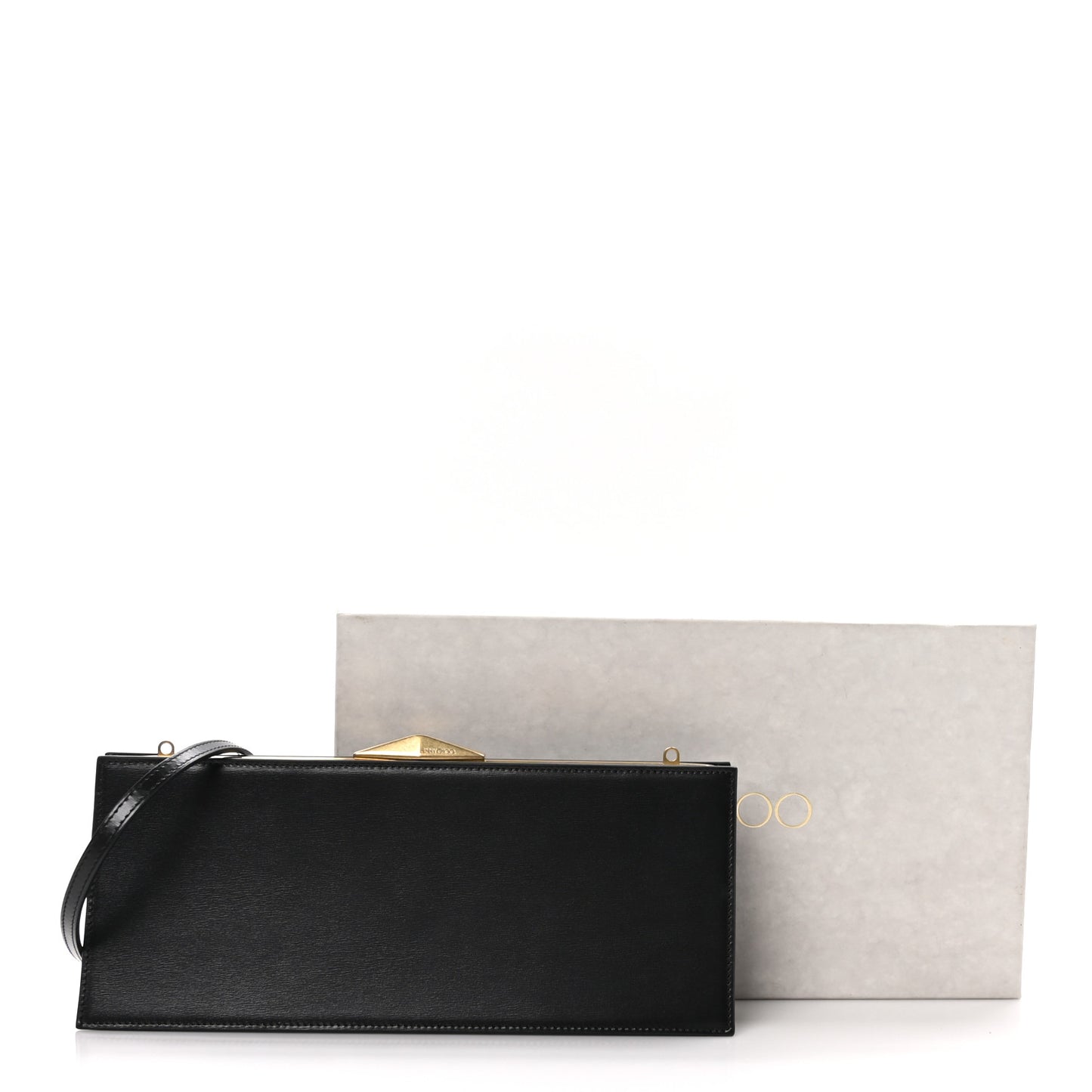 Box Calfskin Diamond Cocktail Clutch Black