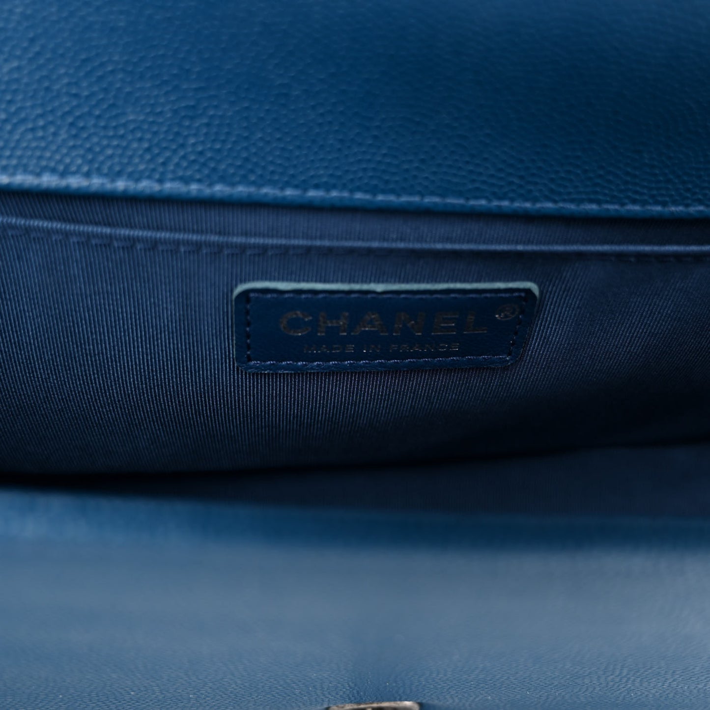 Caviar Quilted Medium Boy Flap Blue