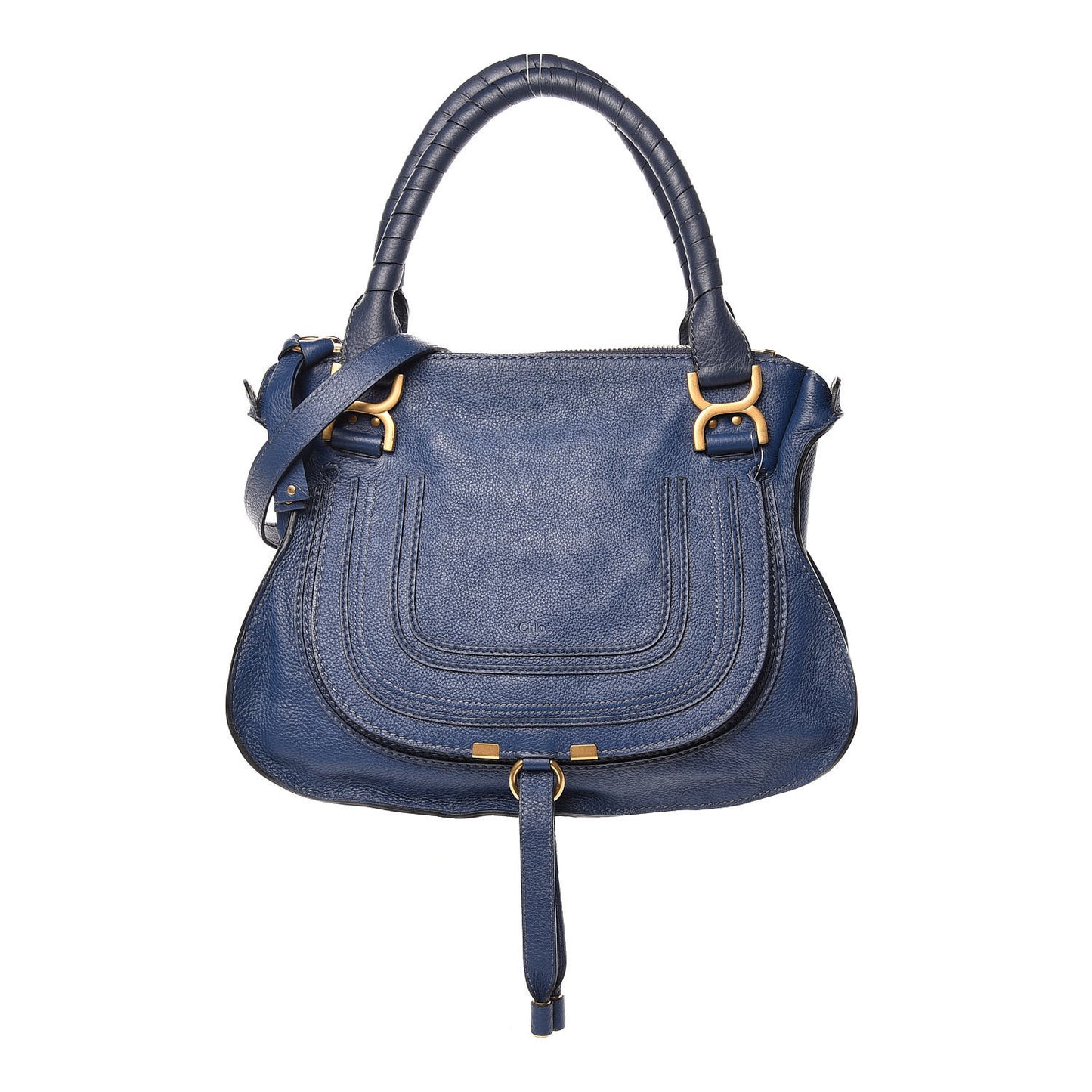 Calfskin Medium Marcie Satchel Royal Navy