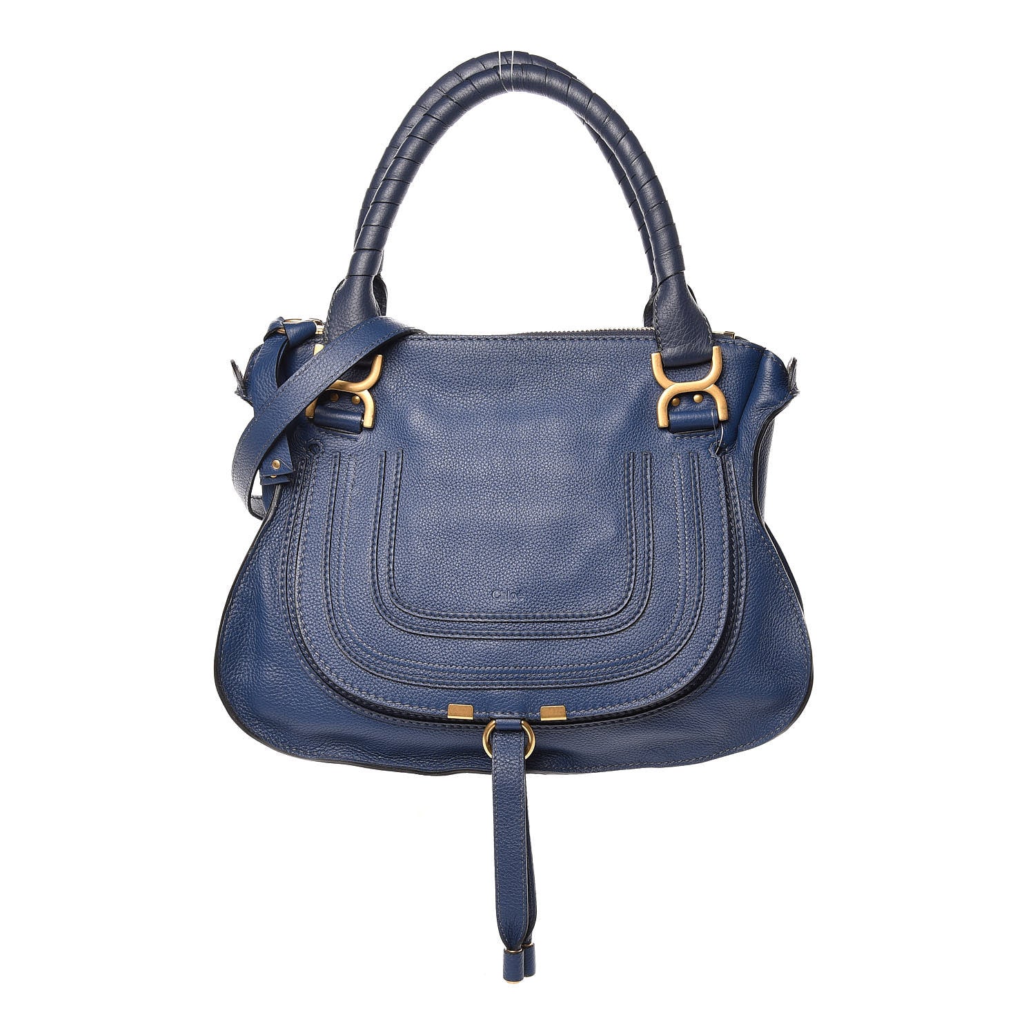Chloe Calfskin Medium Marcie Satchel Royal Navy 1 of 15